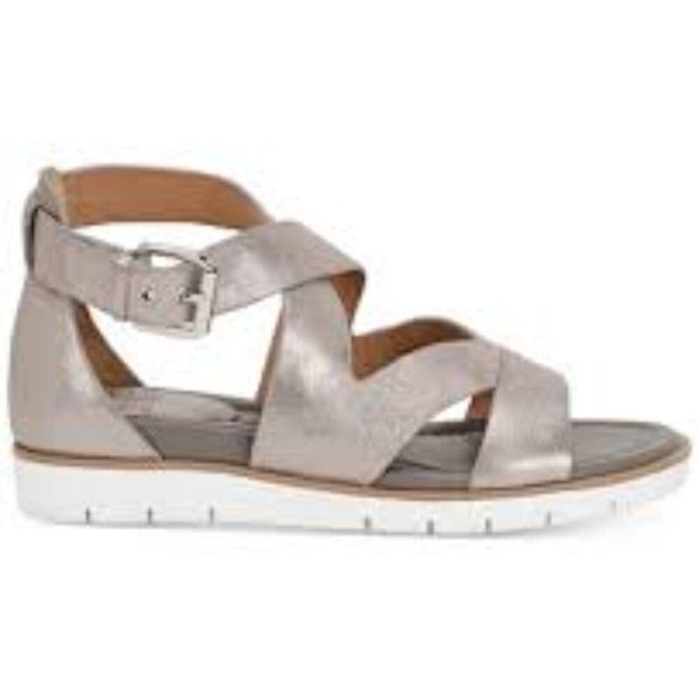 SOFFT  Mirabelle  New Women's Anthracite Metallic Leather Sandals, Size 7.5 - Picture 2 of 12